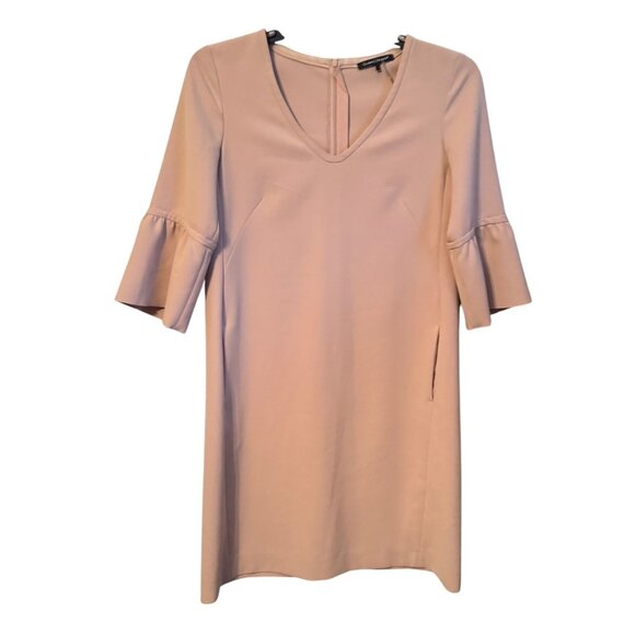 Luisa Cerano Blush Pink V-Neck Dress With Flared Sleeves Size 6 women dress - Picture 2 of 11